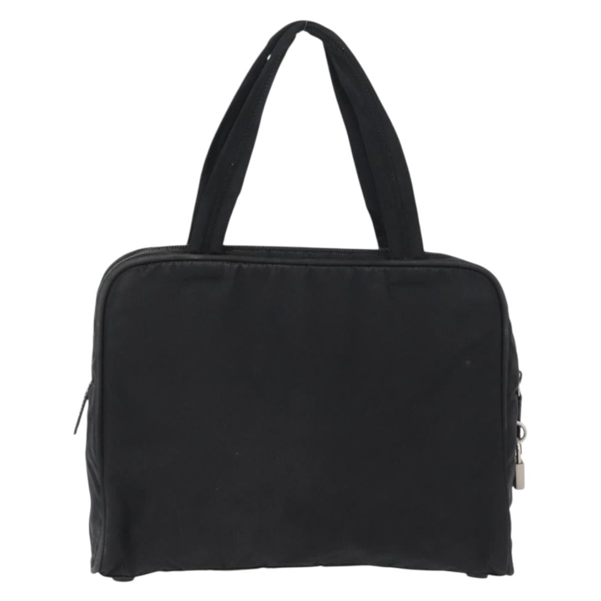 PRADA Hand Bag Nylon Black Silver Auth BA10663
