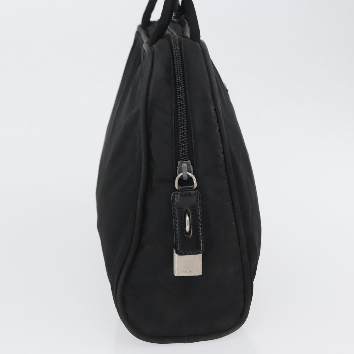 PRADA Hand Bag Nylon Black Silver Auth BA10663