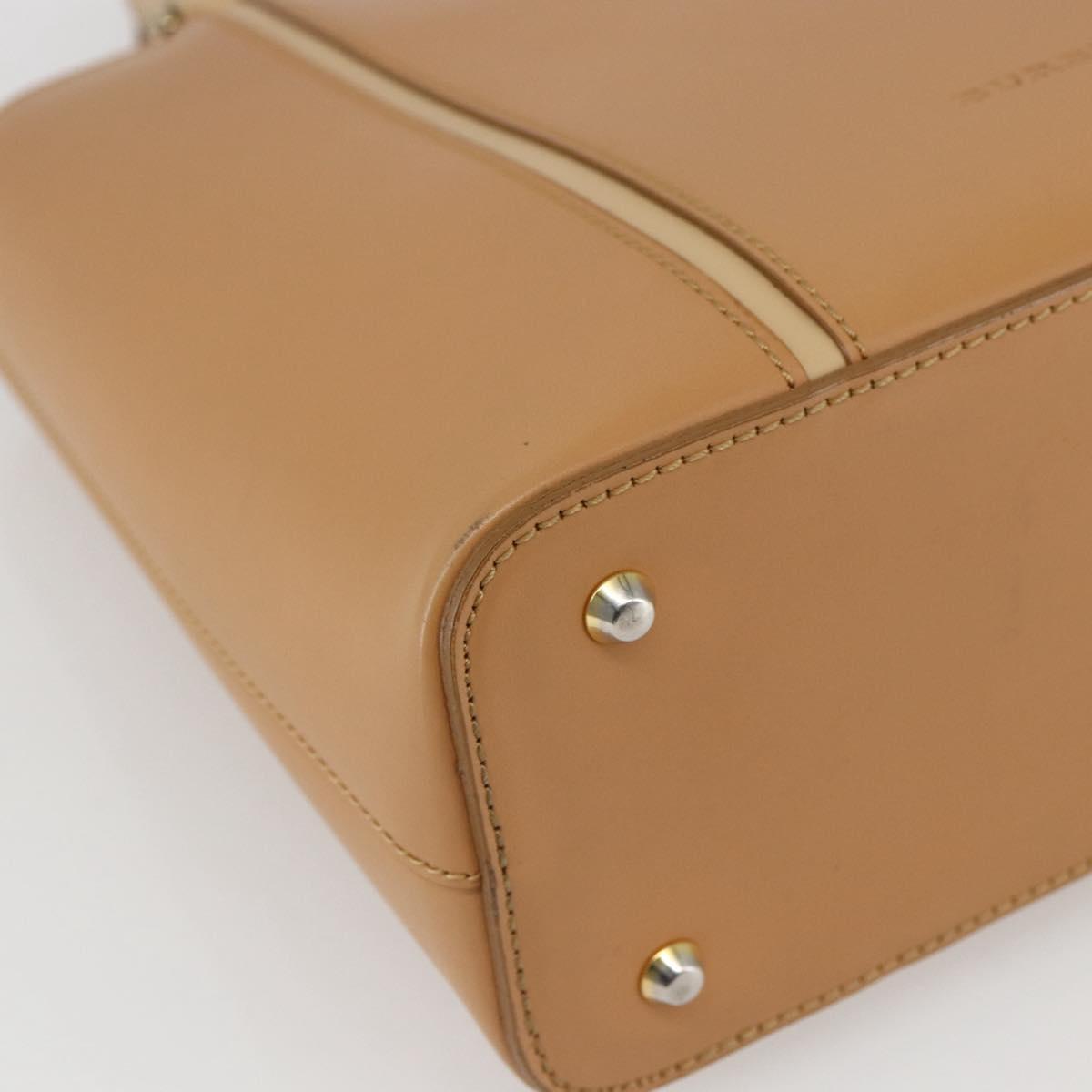 BURBERRY Hand Bag Leather Beige Gold Auth BA10666