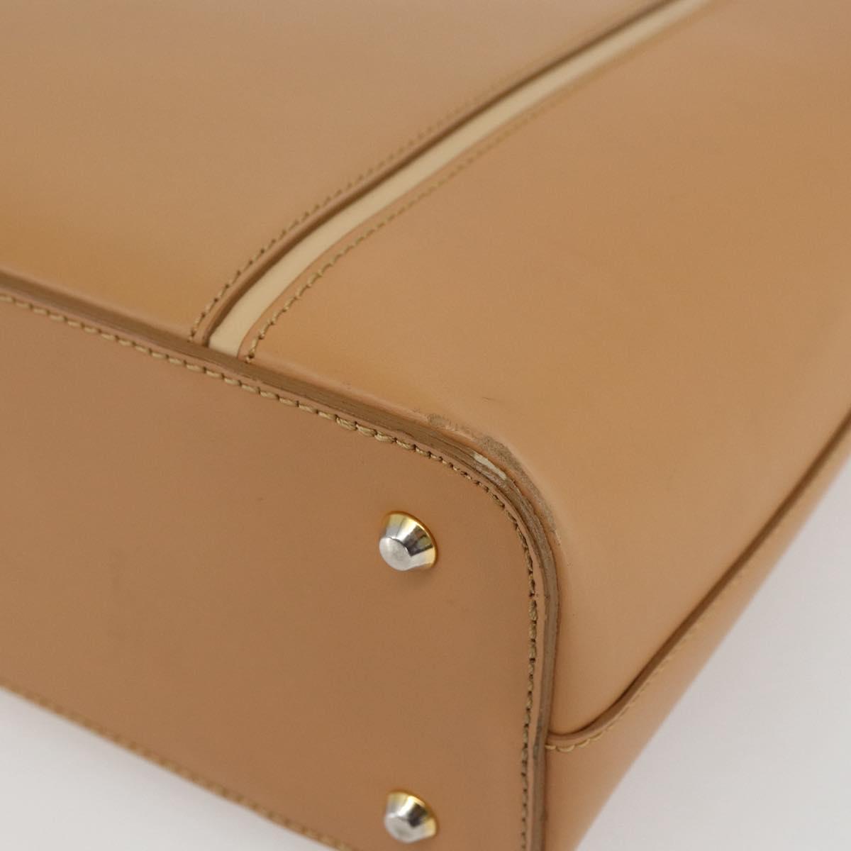 BURBERRY Hand Bag Leather Beige Gold Auth BA10666
