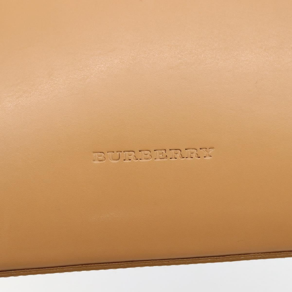BURBERRY Hand Bag Leather Beige Gold Auth BA10666
