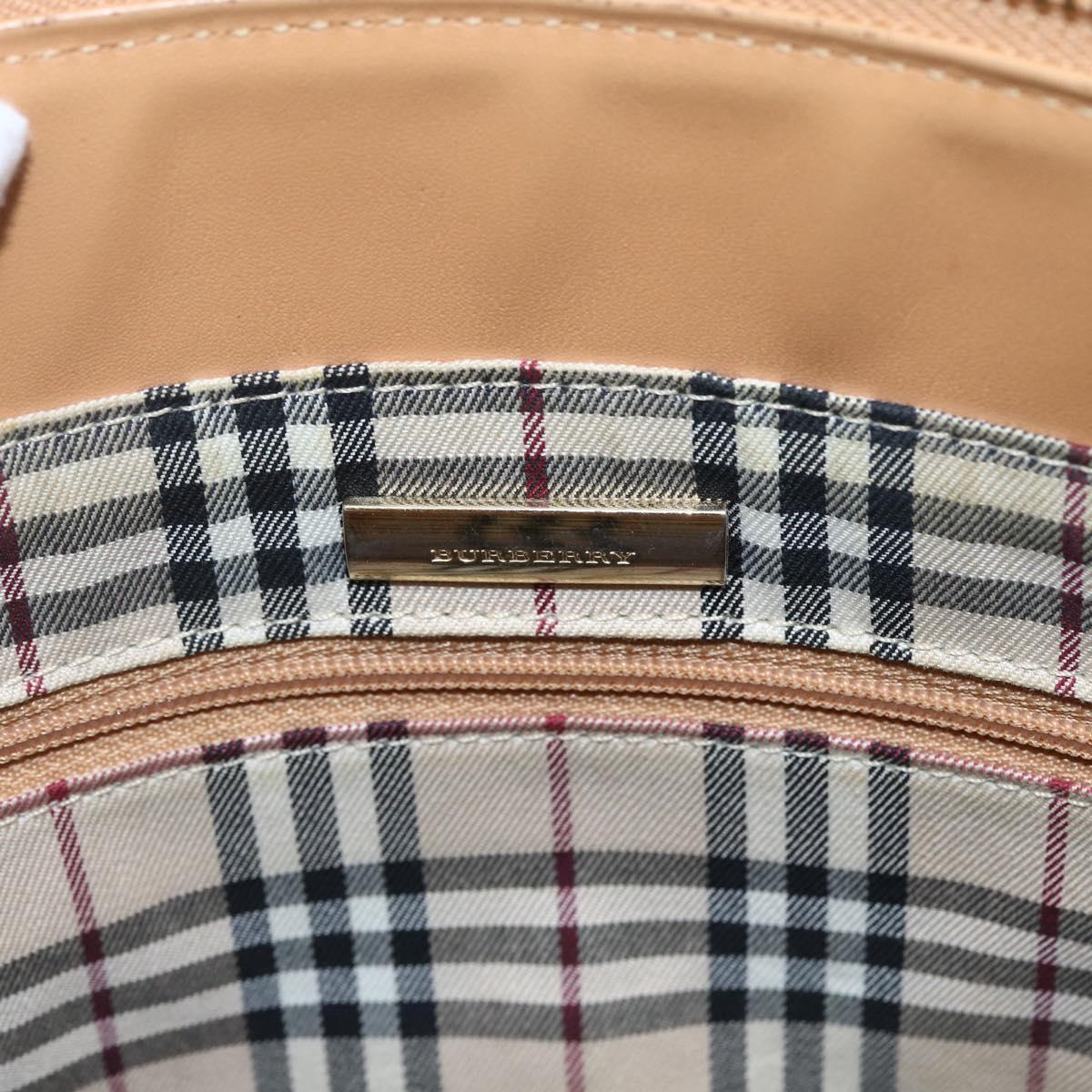 BURBERRY Hand Bag Leather Beige Gold Auth BA10666
