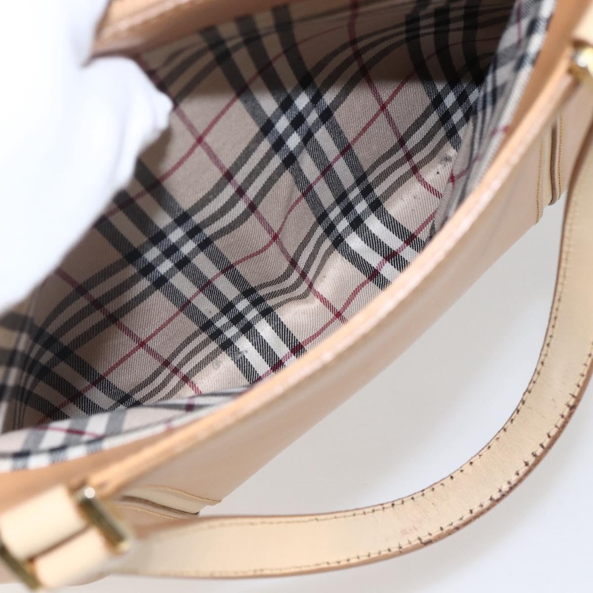 BURBERRY Hand Bag Leather Beige Gold Auth BA10666