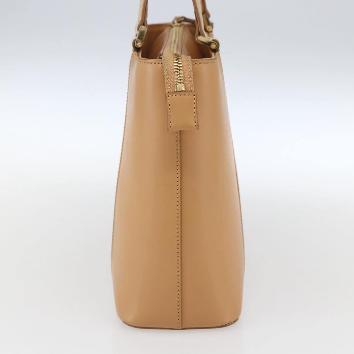 BURBERRY Hand Bag Leather Beige Gold Auth BA10666