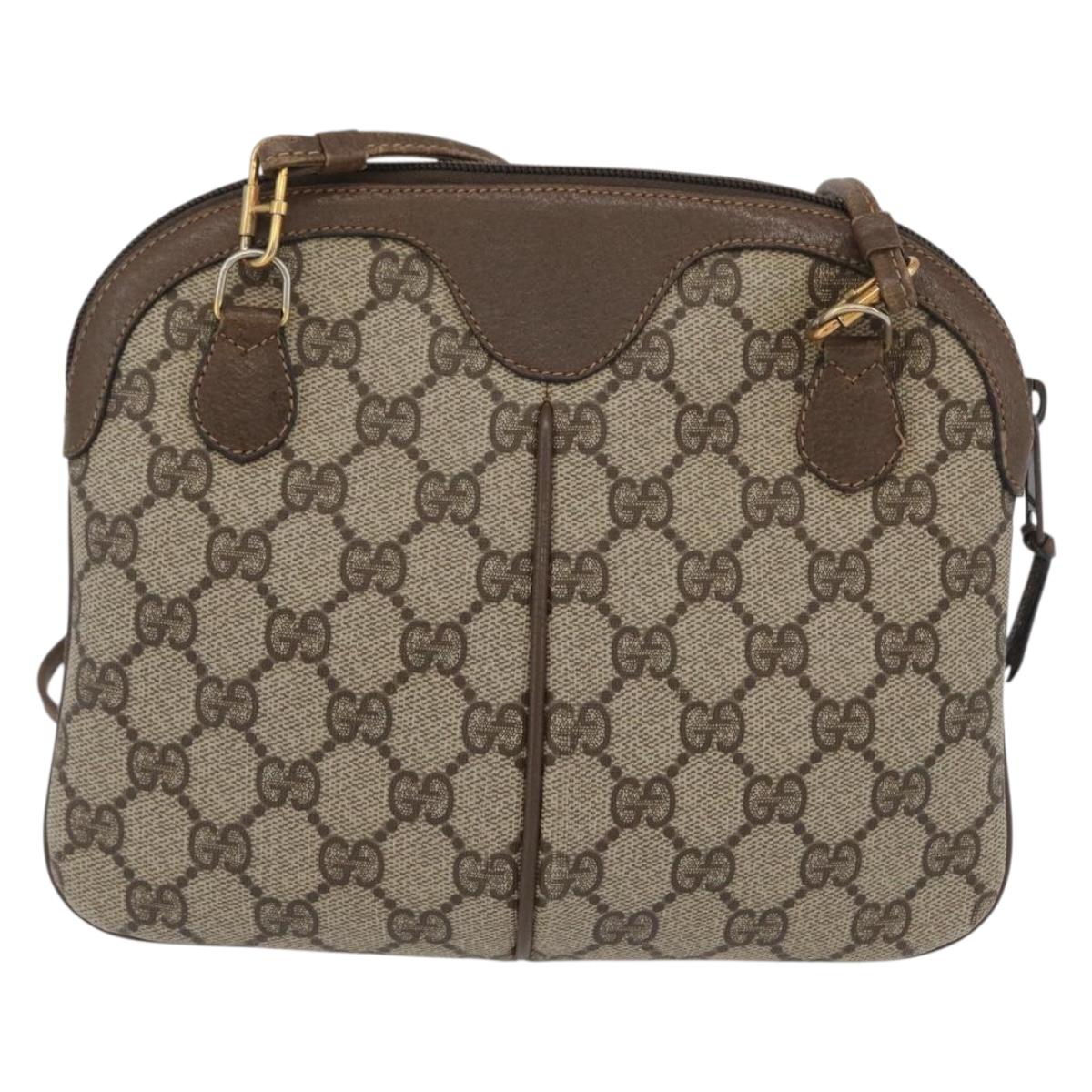 GUCCI GG Supreme Web Sherry Line Bag PVC Beige Gold 904 02 047 Auth BA10668