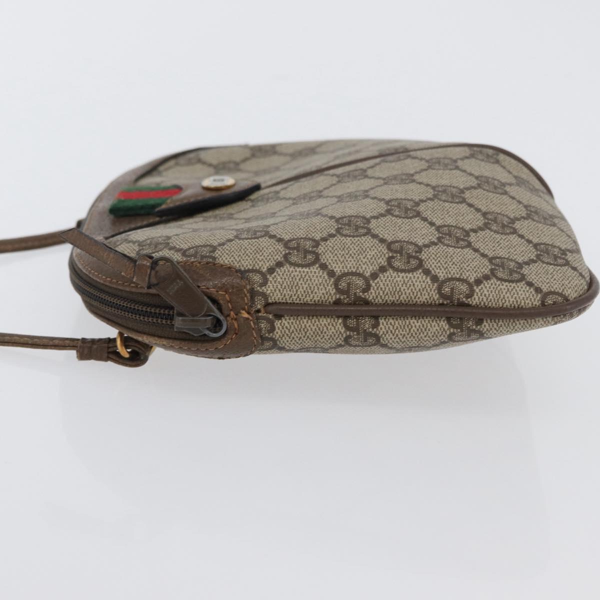 GUCCI GG Supreme Web Sherry Line Bag PVC Beige Gold 904 02 047 Auth BA10668