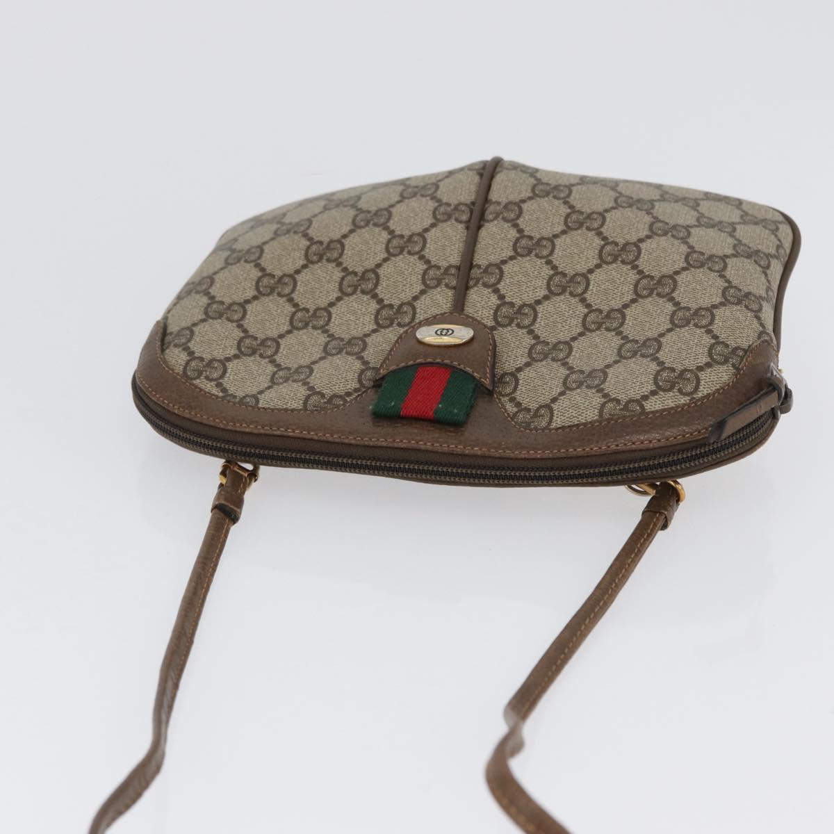 GUCCI GG Supreme Web Sherry Line Bag PVC Beige Gold 904 02 047 Auth BA10668