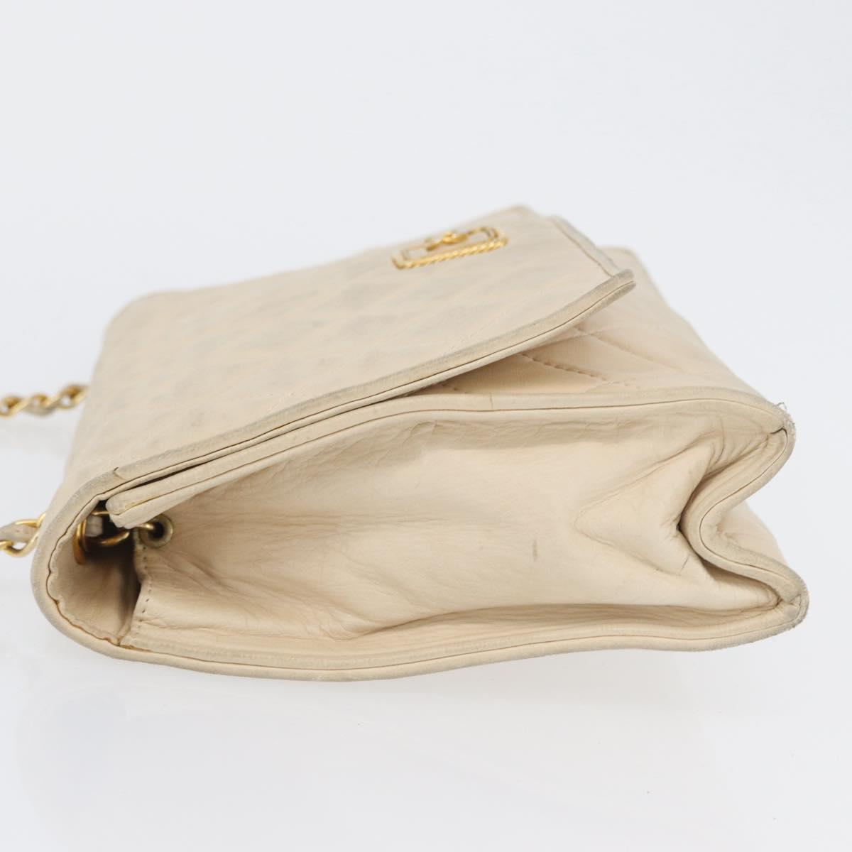 CHANEL Matelasse Chain Shoulder Bag Lamb Skin Beige Gold CC Auth BA10672