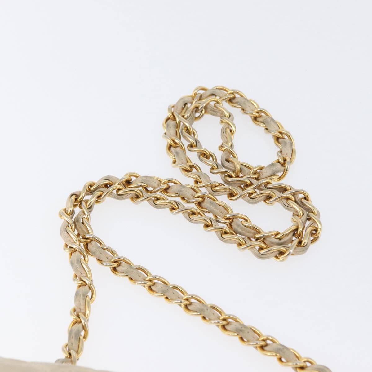 CHANEL Matelasse Chain Shoulder Bag Lamb Skin Beige Gold CC Auth BA10672