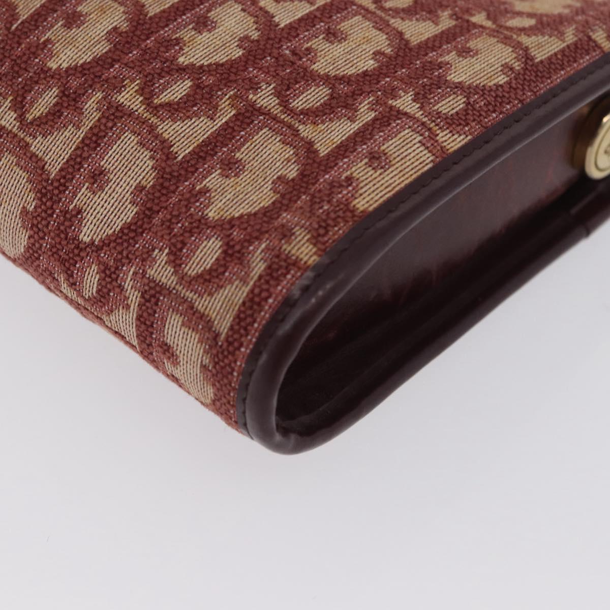 Christian Dior Trotter Canvas Shoulder Bag Red Gold Auth BA10682