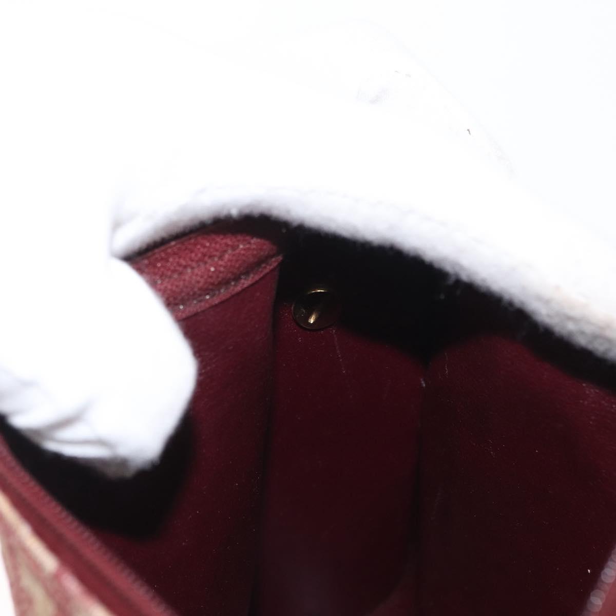 Christian Dior Trotter Canvas Shoulder Bag Red Gold Auth BA10682