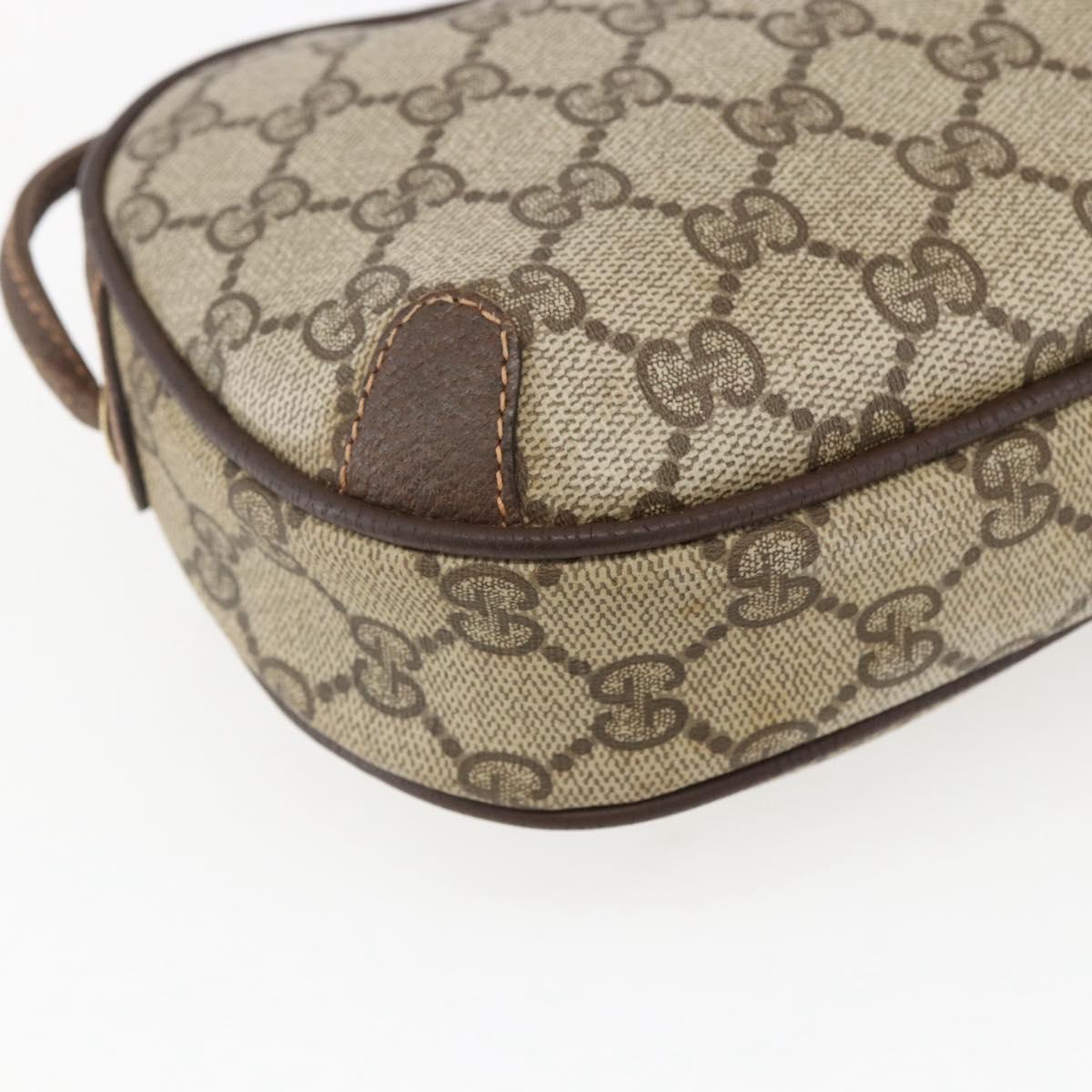 GUCCI GG Supreme Web Sherry Line Bag PVC Beige Gold 89 02 066 Auth BA10683