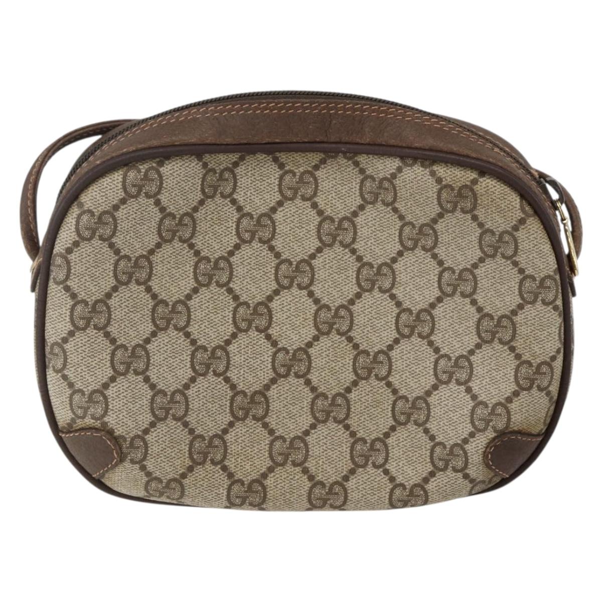 GUCCI GG Supreme Web Sherry Line Bag PVC Beige Gold 89 02 066 Auth BA10683