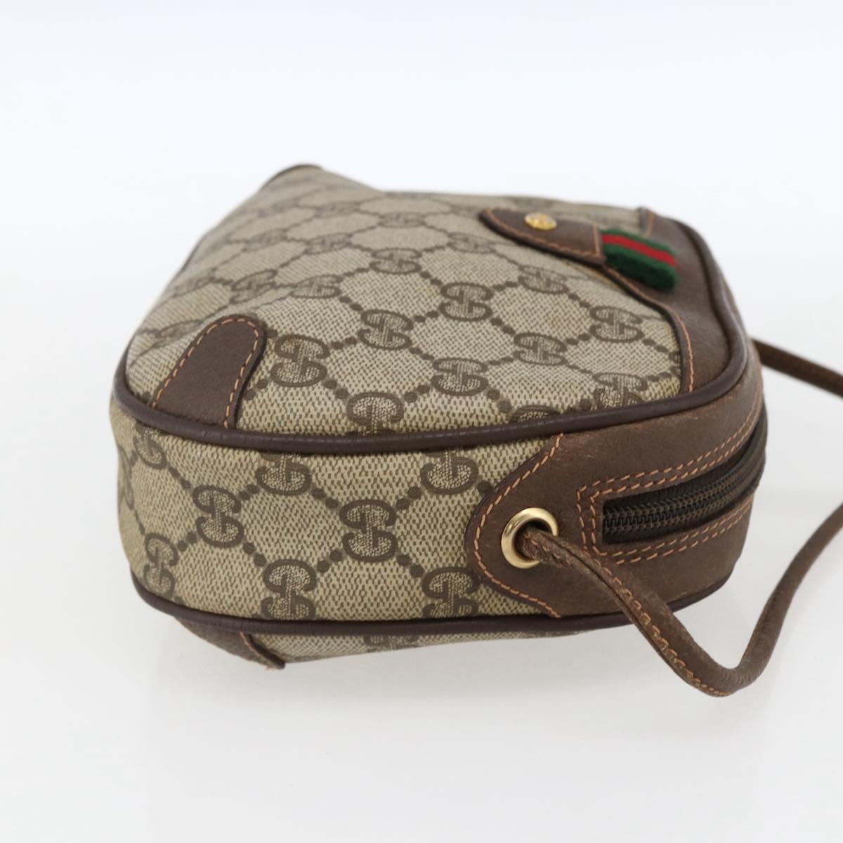 GUCCI GG Supreme Web Sherry Line Bag PVC Beige Gold 89 02 066 Auth BA10683