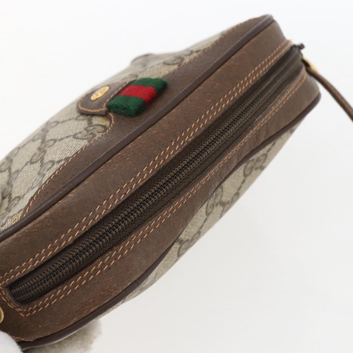 GUCCI GG Supreme Web Sherry Line Bag PVC Beige Gold 89 02 066 Auth BA10683
