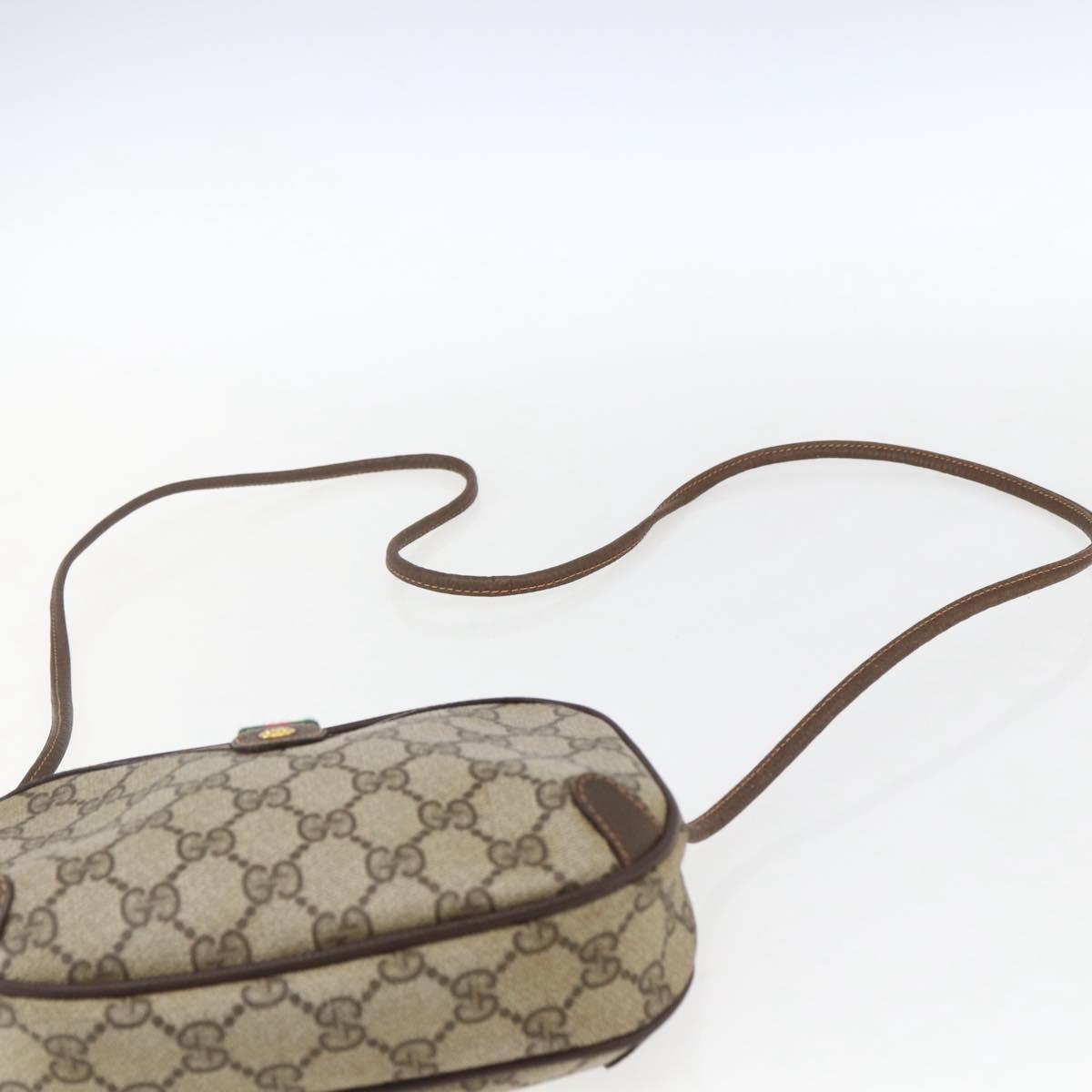 GUCCI GG Supreme Web Sherry Line Bag PVC Beige Gold 89 02 066 Auth BA10683