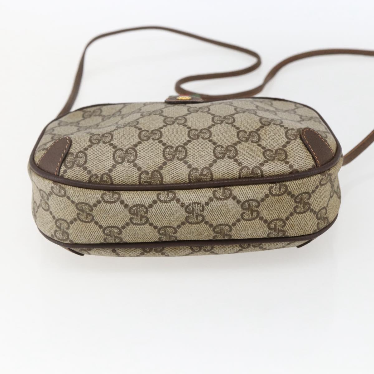 GUCCI GG Supreme Web Sherry Line Bag PVC Beige Gold 89 02 066 Auth BA10683