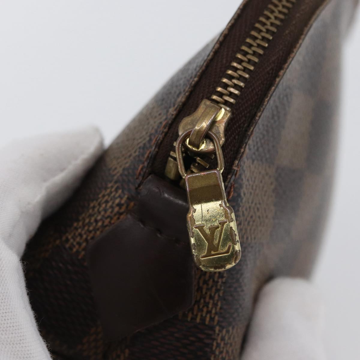 LOUIS VUITTON Damier Ebene Pochette Cosmetic PM Pouch N47516 LV Auth BA10690