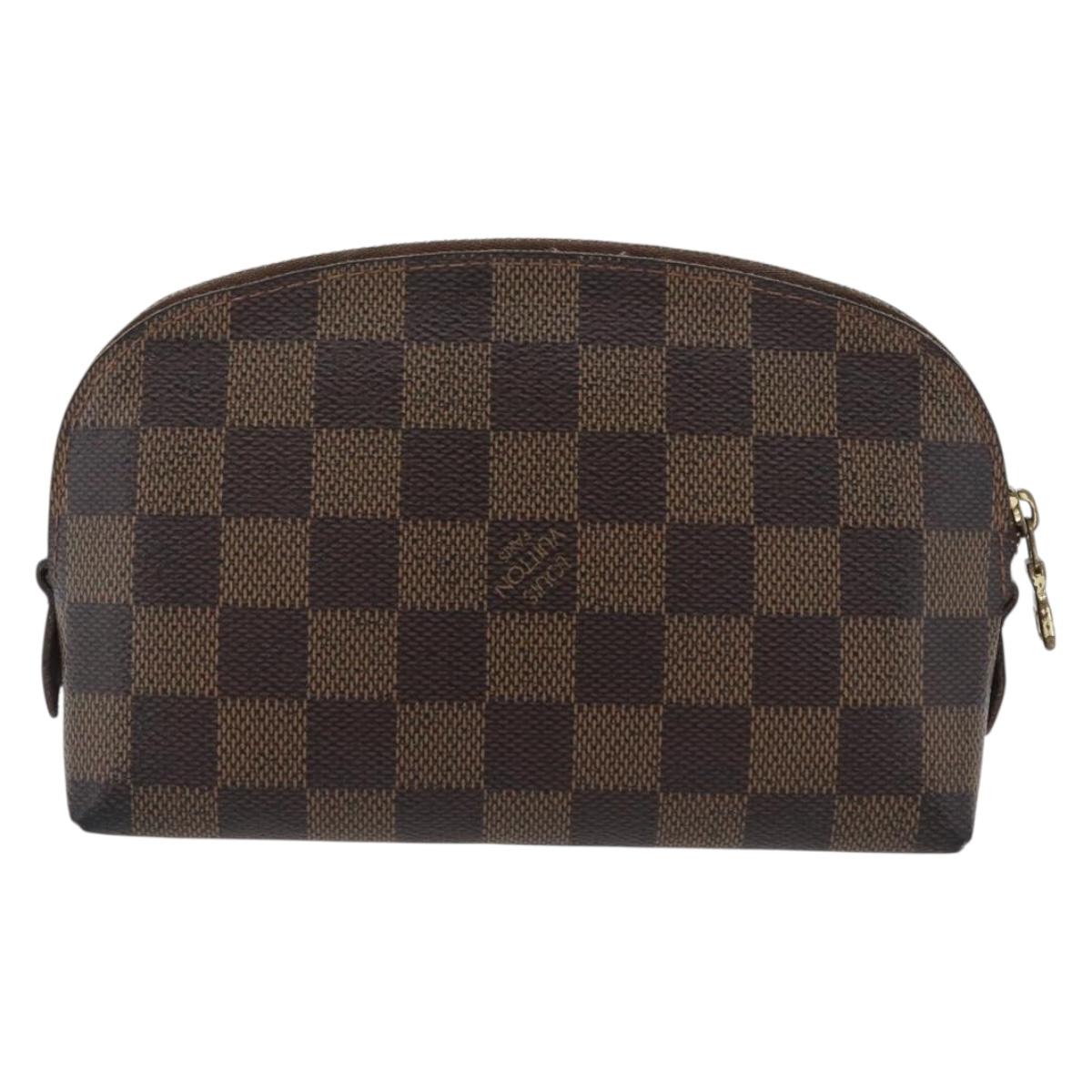 LOUIS VUITTON Damier Ebene Pochette Cosmetic PM Pouch N47516 LV Auth BA10690