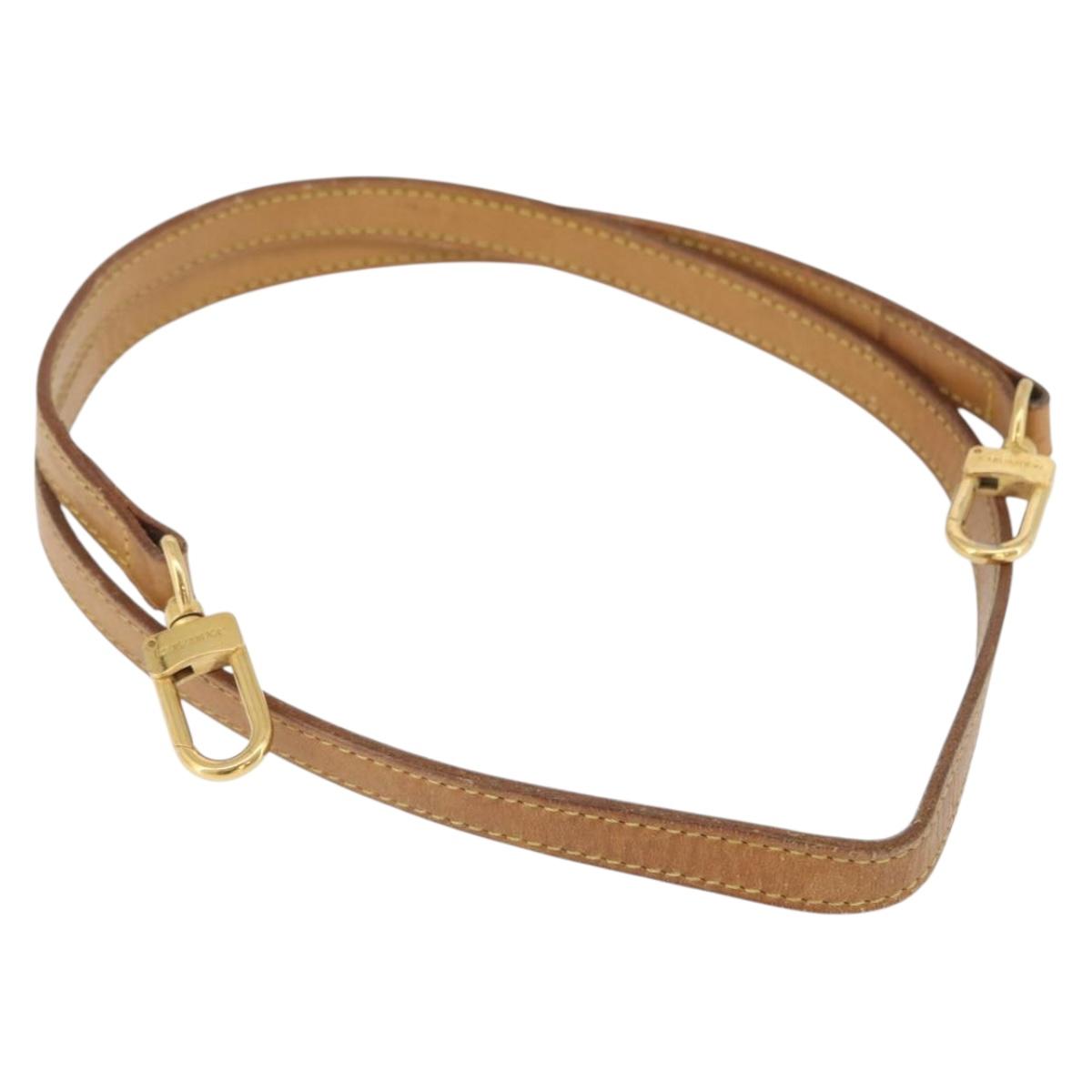 LOUIS VUITTON Shoulder Strap Leather 44.5"" Beige LV Auth BA10699