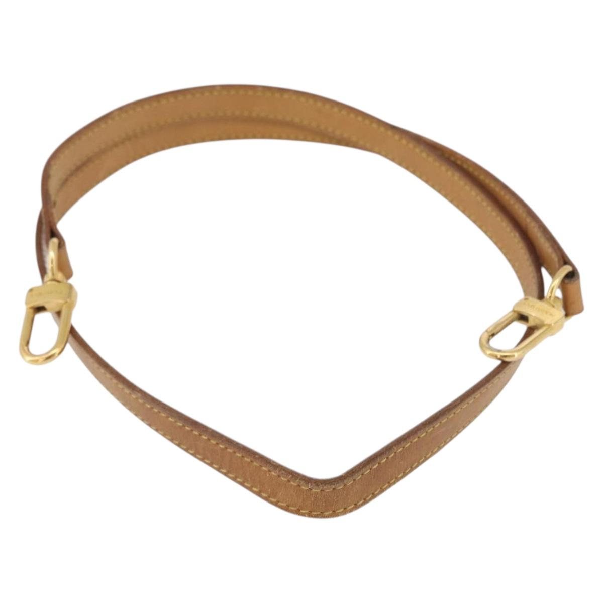 LOUIS VUITTON Shoulder Strap Leather 44.5"" Beige LV Auth BA10699