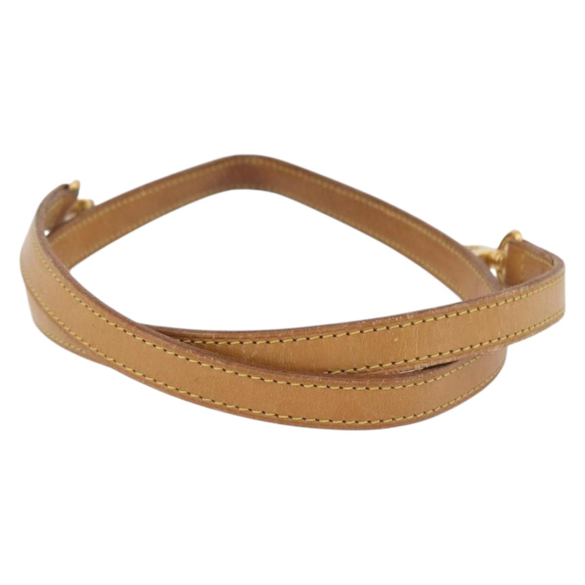 LOUIS VUITTON Shoulder Strap Leather 44.5"" Beige LV Auth BA10699