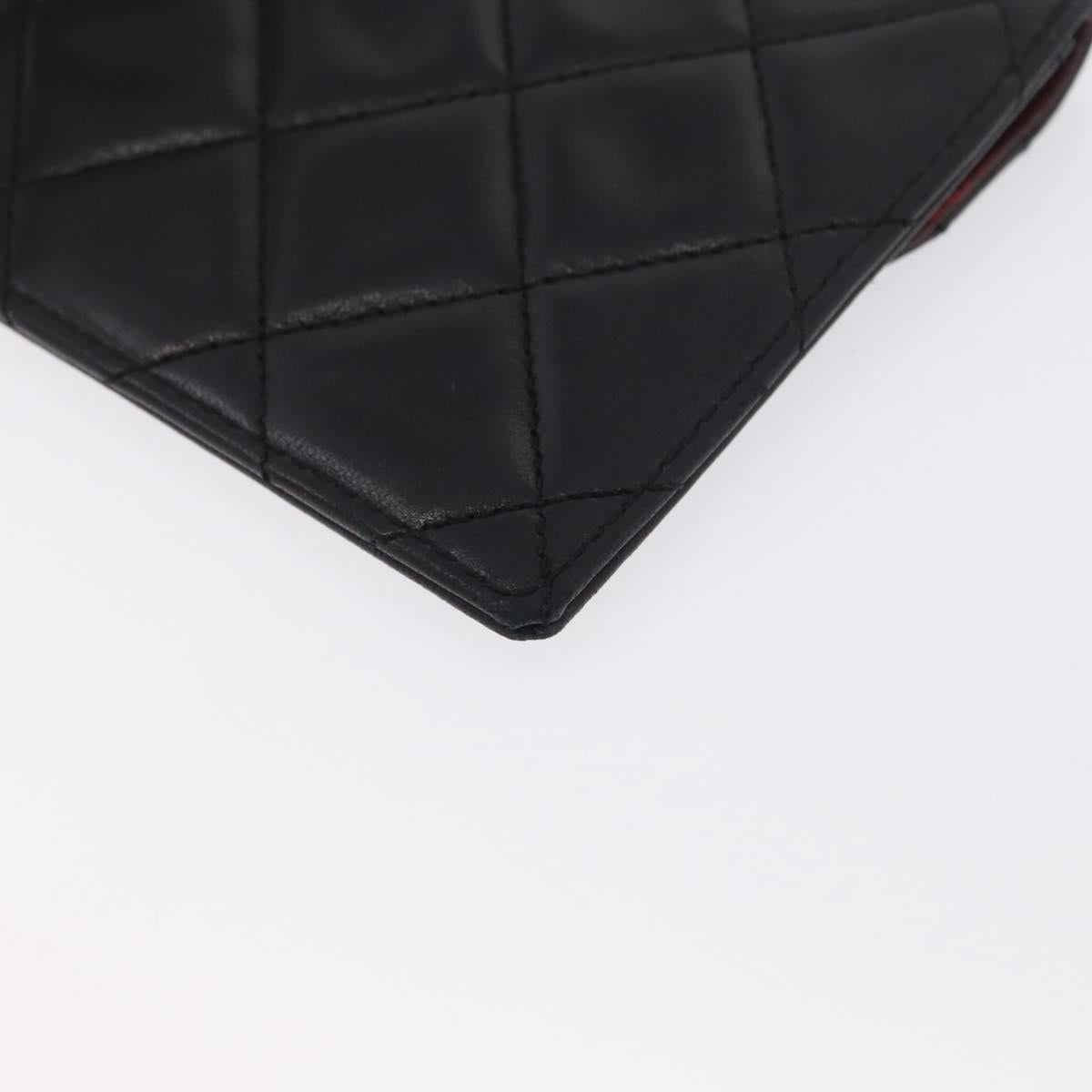 CHANEL Pouch Lamb Skin Black Gold CC Auth BA10701