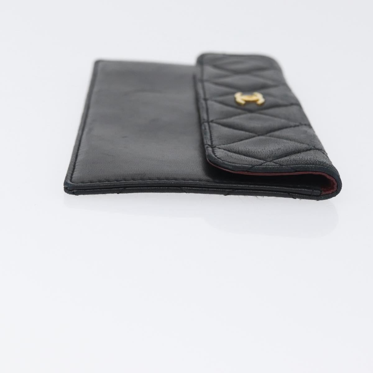 CHANEL Pouch Lamb Skin Black Gold CC Auth BA10701