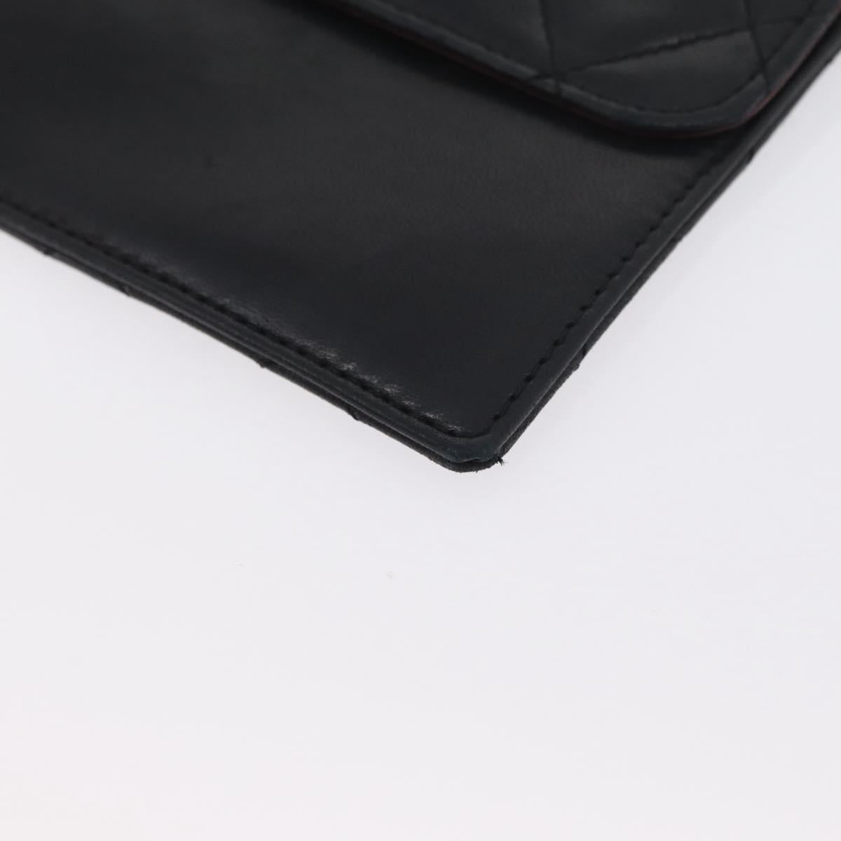 CHANEL Pouch Lamb Skin Black Gold CC Auth BA10701