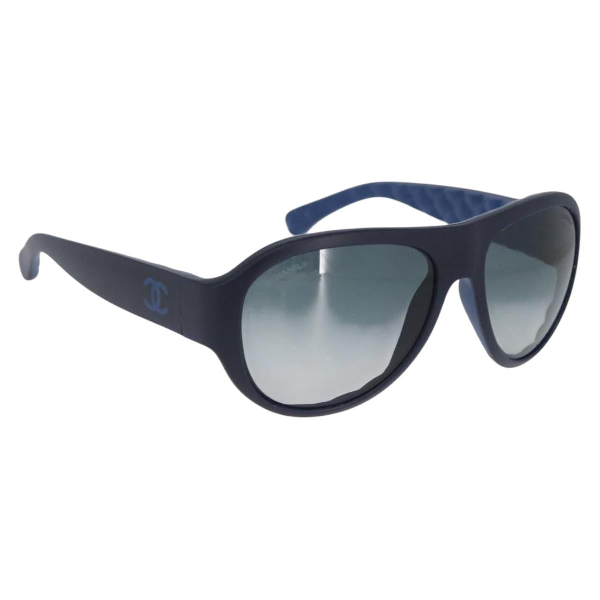 CHANEL Sunglasses plastic Blue CC Auth BA10703