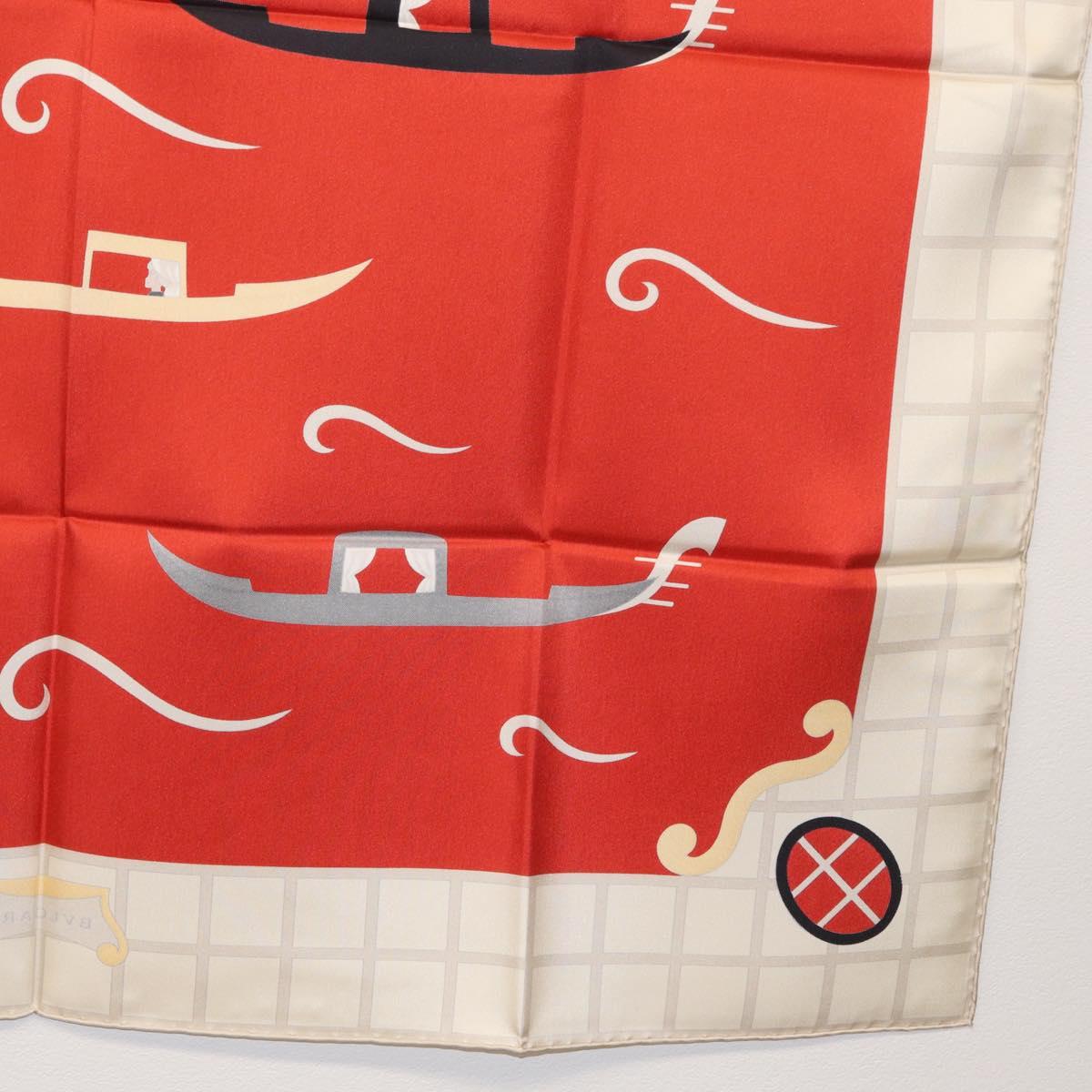 BVLGARI Boat Pattern Scarf Silk ""Davide Pizzigoni"" Red Auth BA10715V