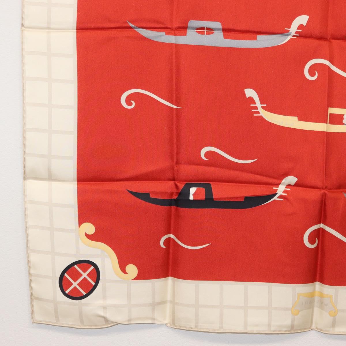 BVLGARI Boat Pattern Scarf Silk ""Davide Pizzigoni"" Red Auth BA10716V