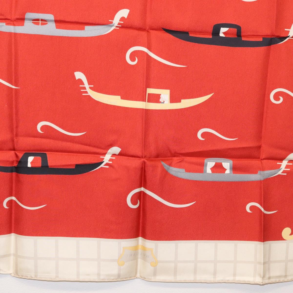 BVLGARI Boat Pattern Scarf Silk ""Davide Pizzigoni"" Red Auth BA10716V