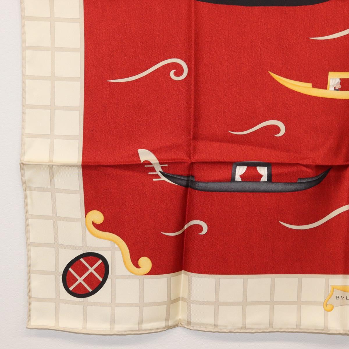 BVLGARI Boat Pattern Scarf Silk ""Davide Pizzigoni"" Red Auth BA10716V