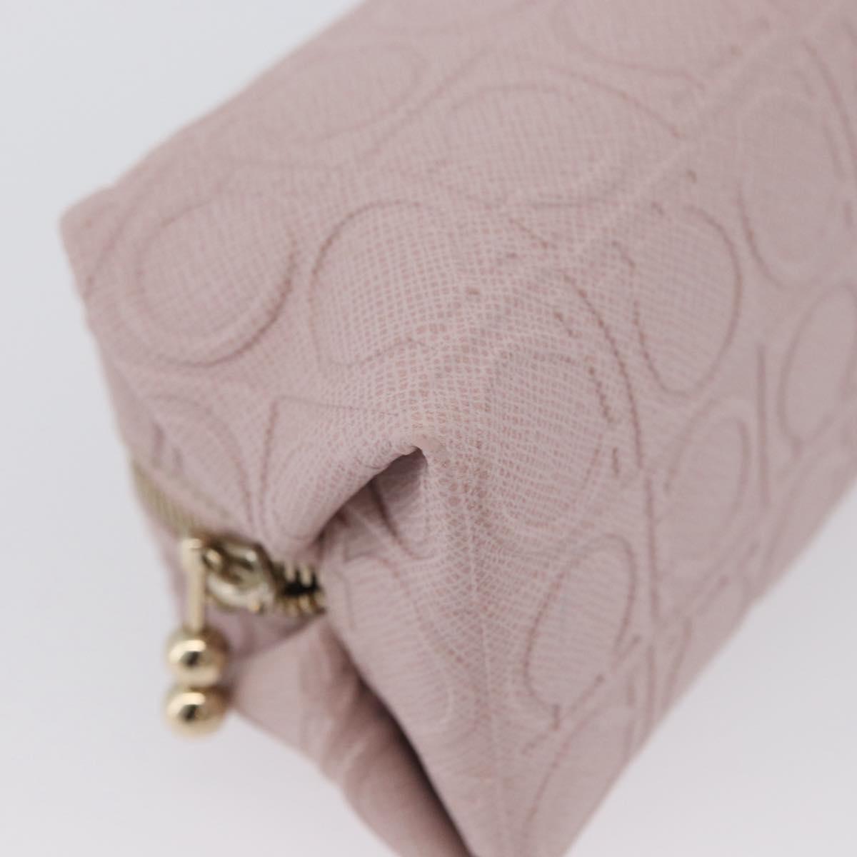 Salvatore Ferragamo Gancini Pouch Leather Pink Gold Auth BA10720V