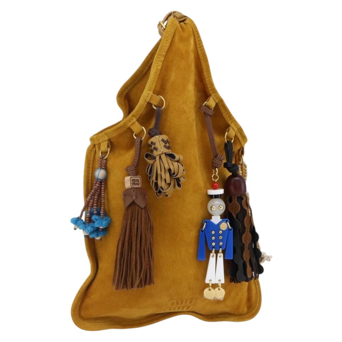 Miu Miu With Tricks Hand Bag Suede Yellow Gold Auth BA10723SM