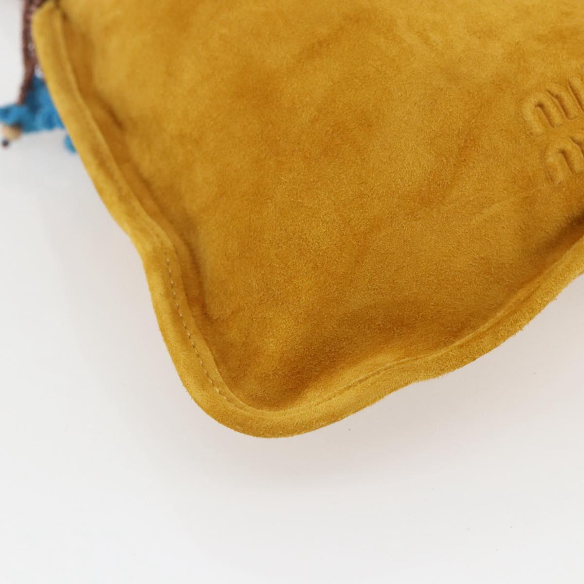 Miu Miu With Tricks Hand Bag Suede Yellow Gold Auth BA10723SM