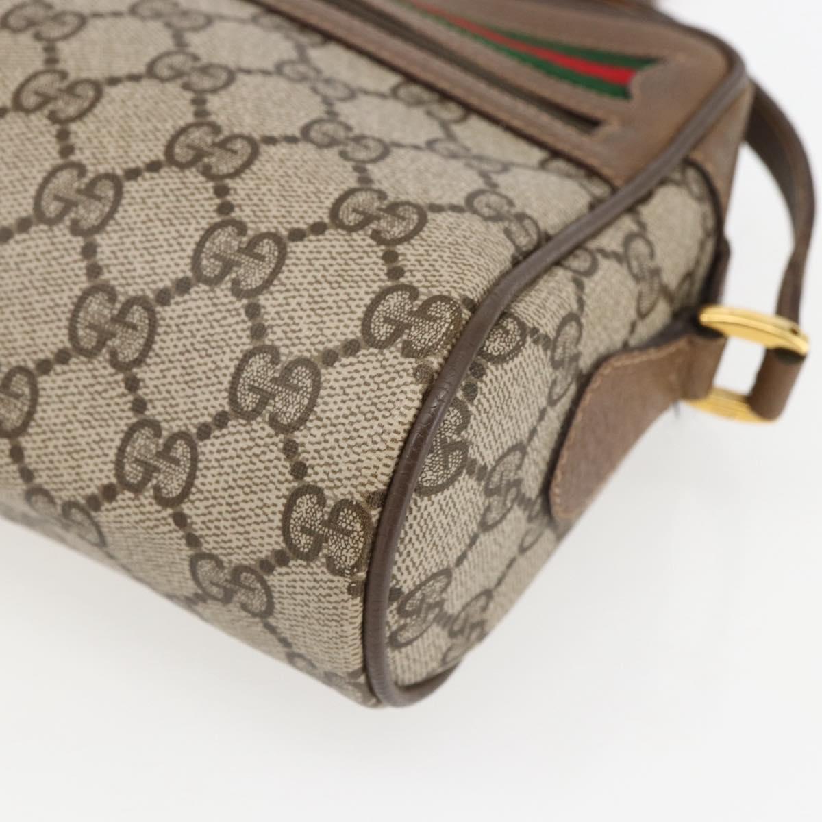GUCCI GG Supreme Web Sherry Line Bag PVC Beige Gold 56 02 087 Auth BA10727