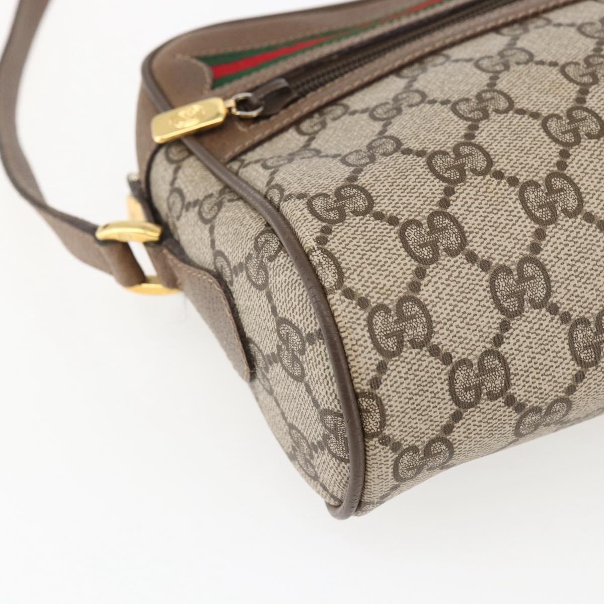 GUCCI GG Supreme Web Sherry Line Bag PVC Beige Gold 56 02 087 Auth BA10727