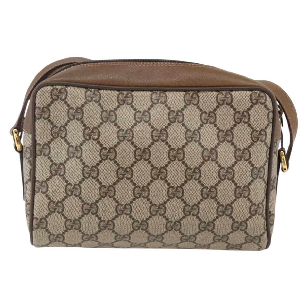 GUCCI GG Supreme Web Sherry Line Bag PVC Beige Gold 56 02 087 Auth BA10727