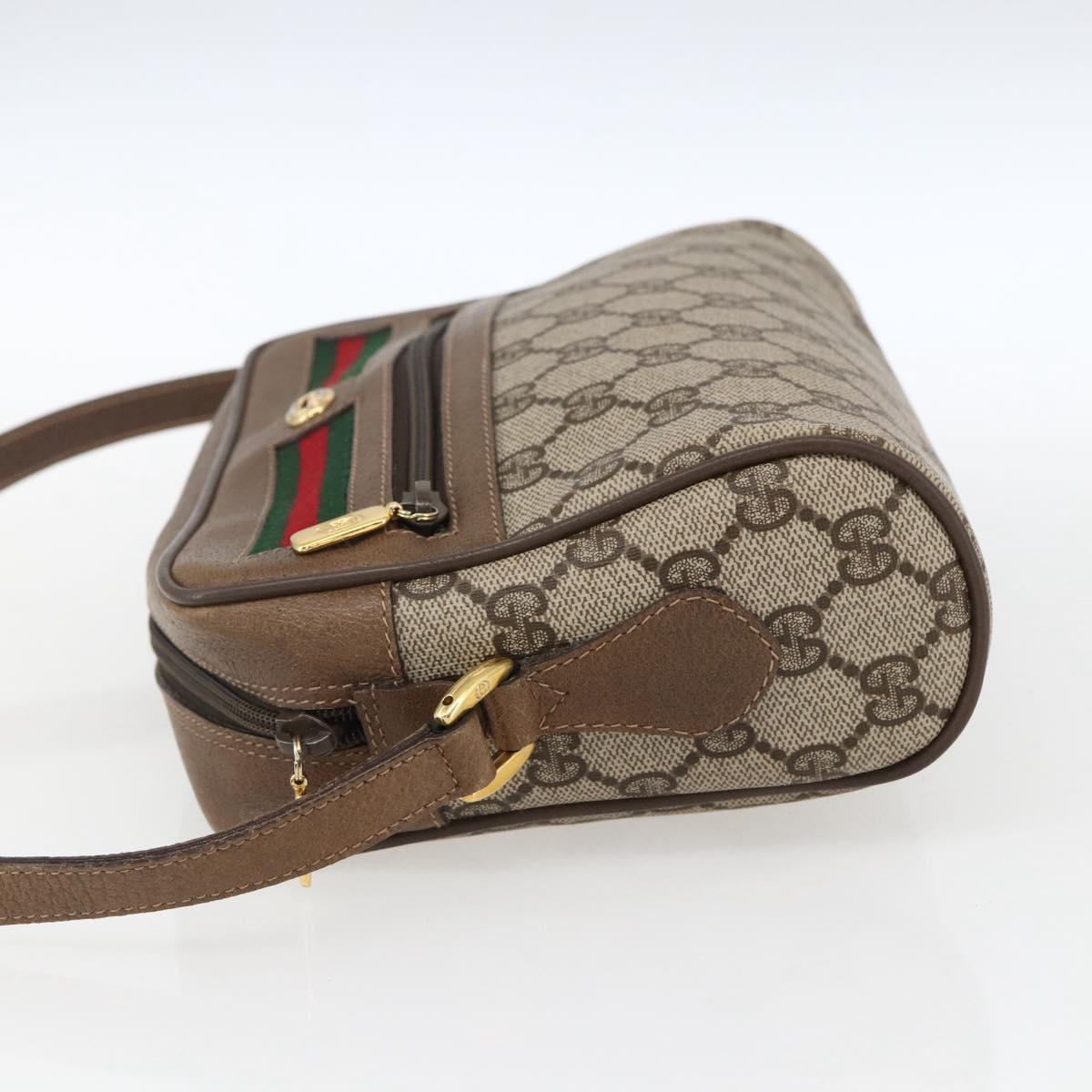 GUCCI GG Supreme Web Sherry Line Bag PVC Beige Gold 56 02 087 Auth BA10727