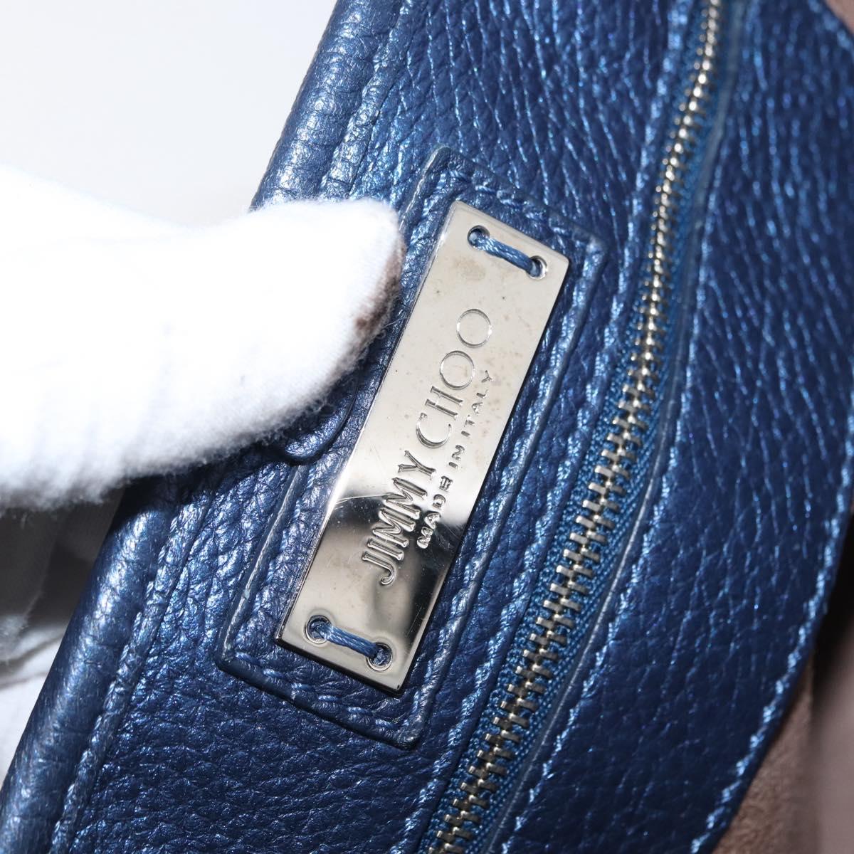 Jimmy Choo Tote Bag Leather Blue Silver Auth BA10728
