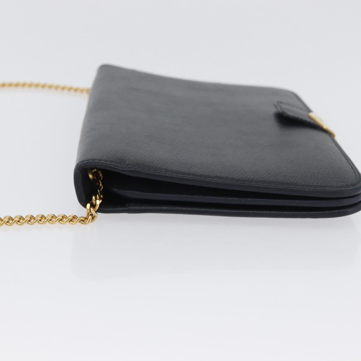 Christian Dior Honeycomb Canvas Chain Shoulder Bag PVC Navy Gold Auth BA10730