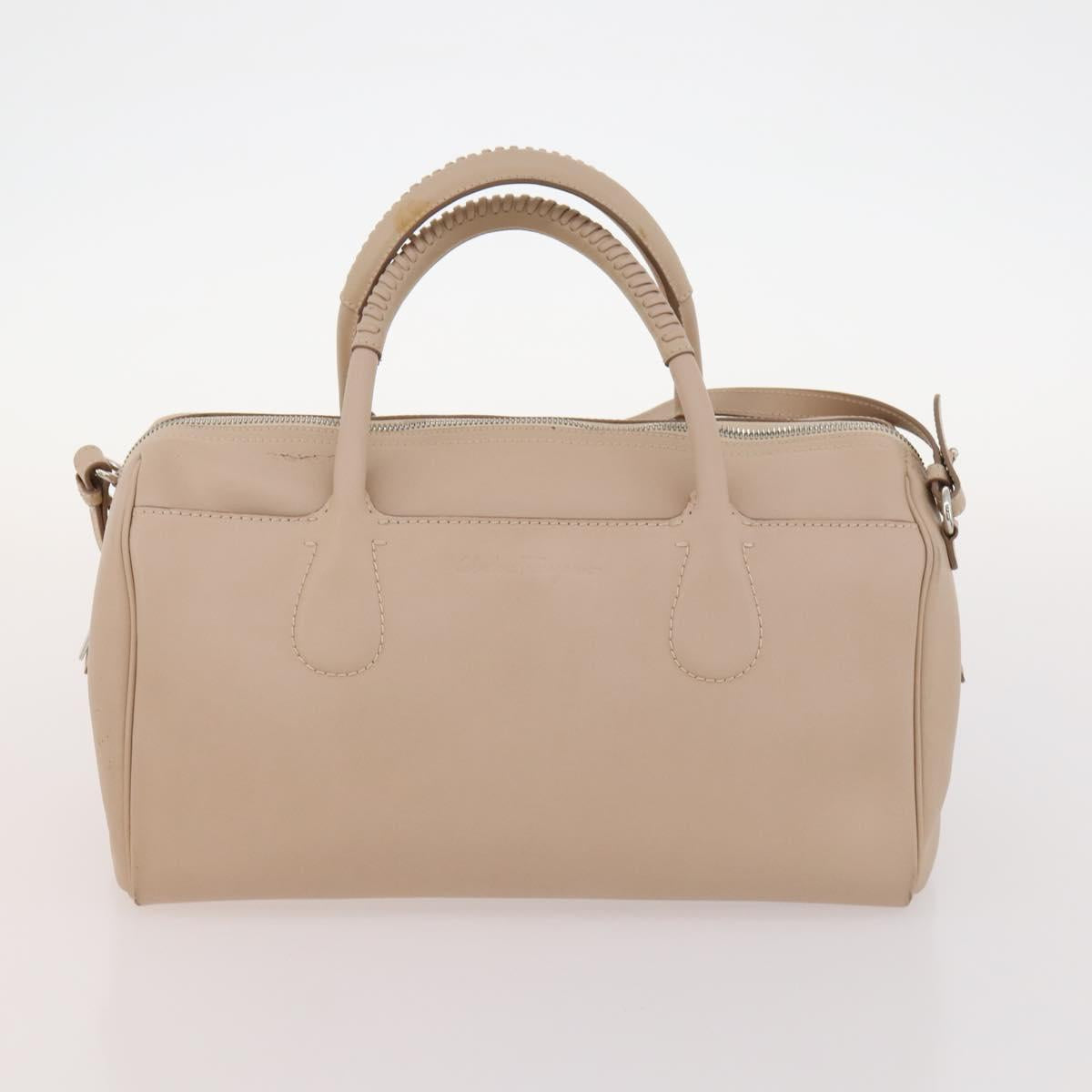 Salvatore Ferragamo Shoulder Bag Leather 2 Set Pink Beige Auth BA10738