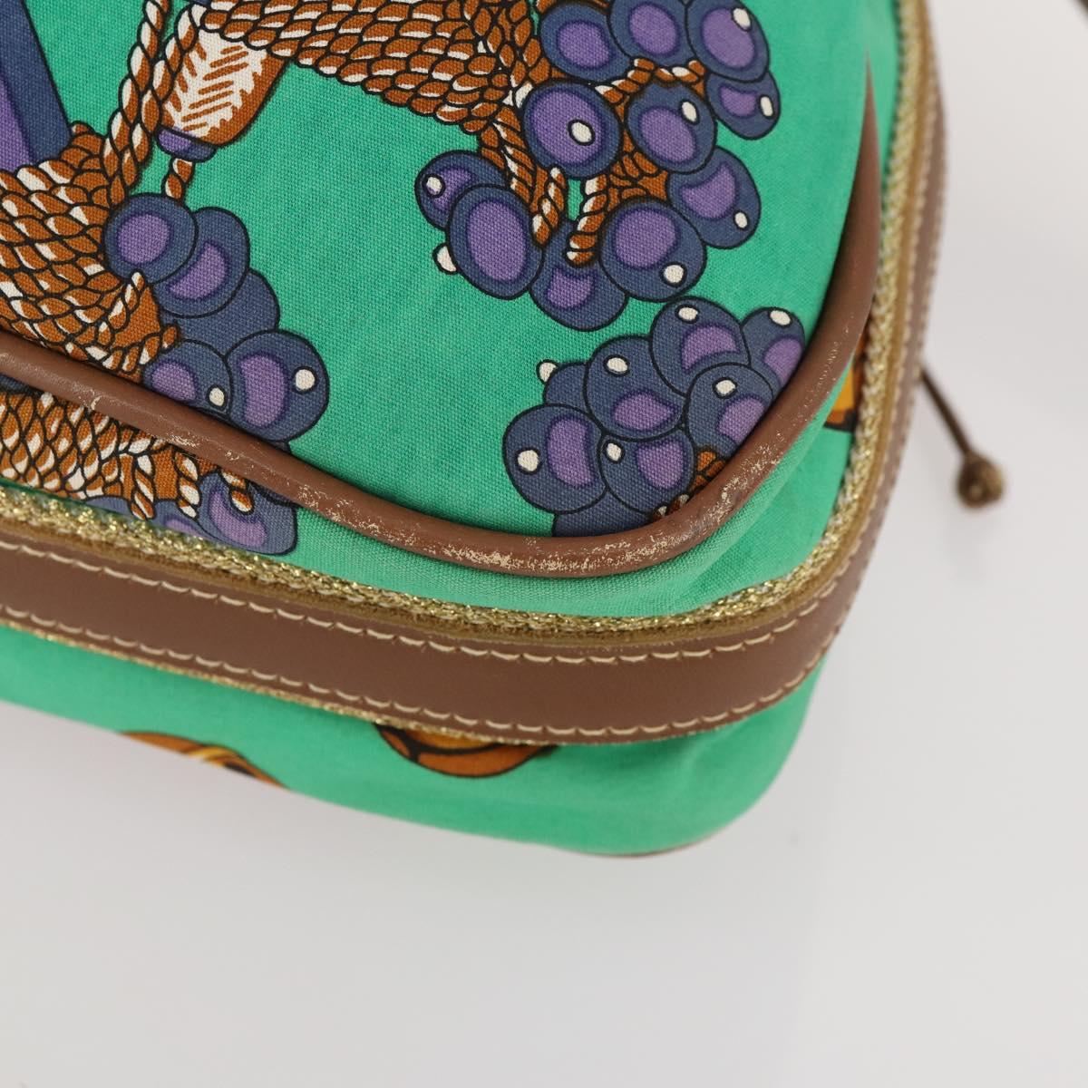 LOEWE Shoulder Bag Canvas Green Gold Auth BA10740