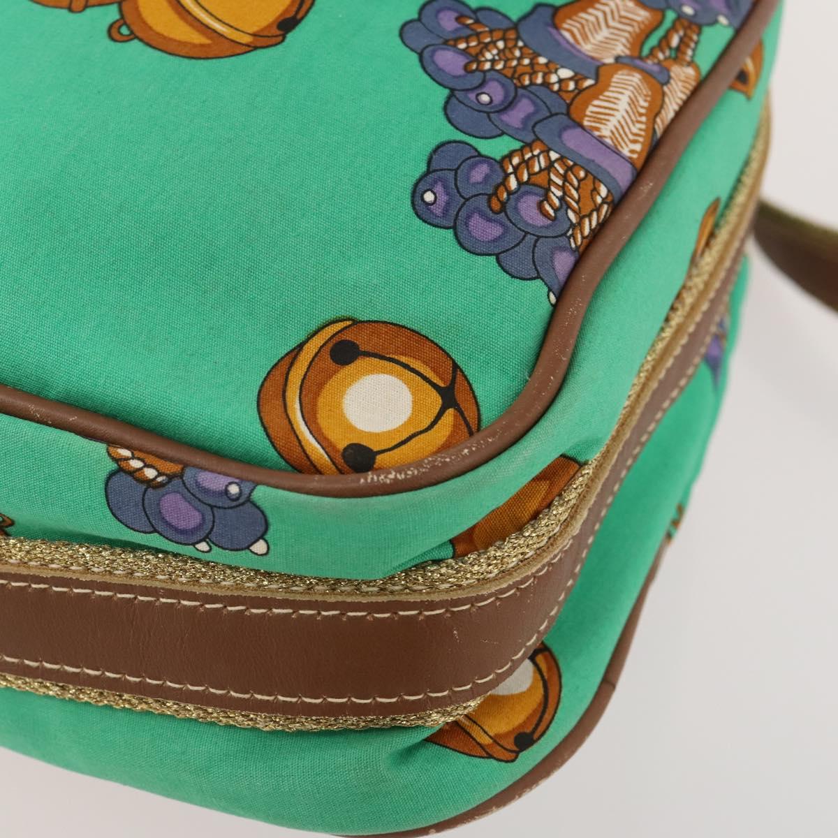 LOEWE Shoulder Bag Canvas Green Gold Auth BA10740