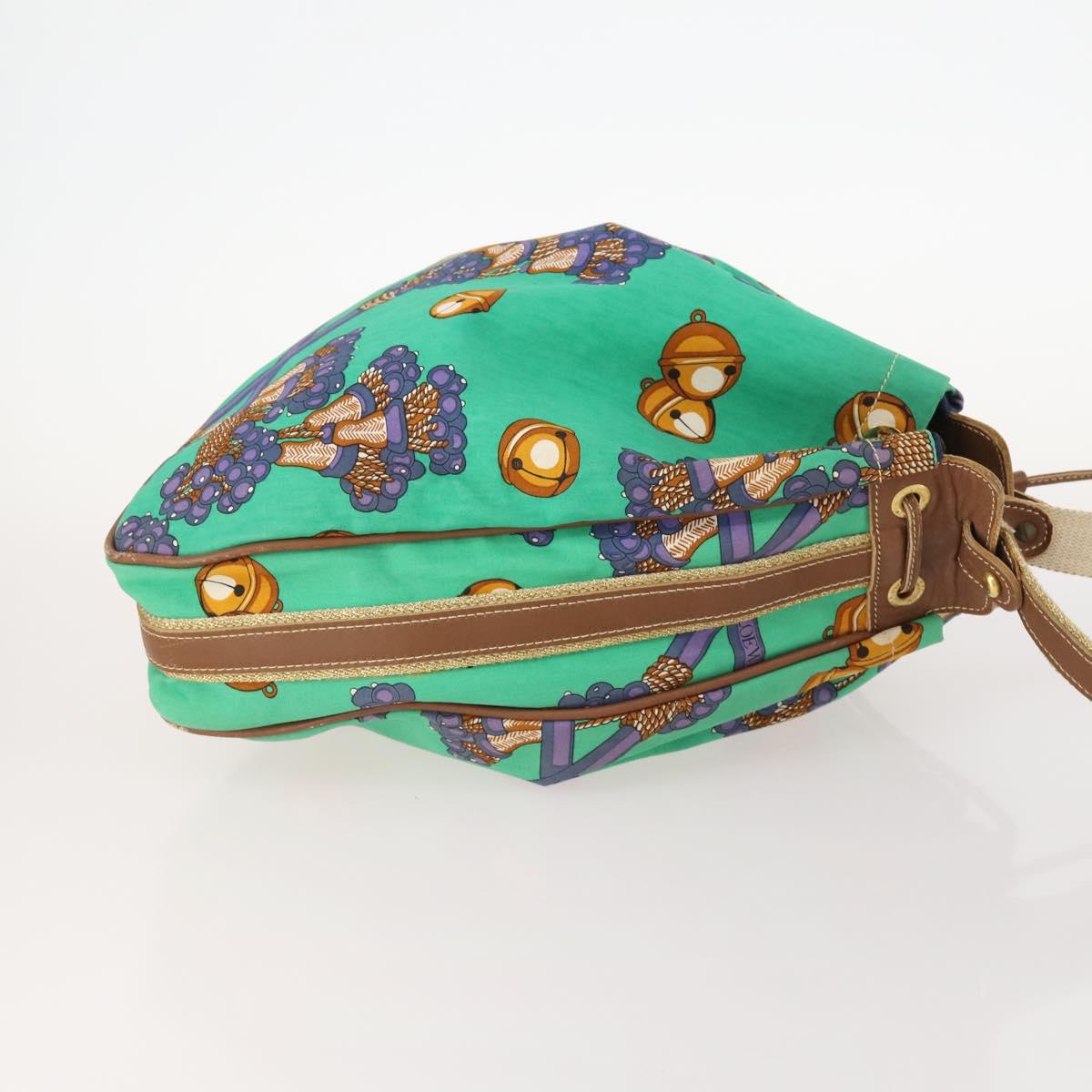LOEWE Shoulder Bag Canvas Green Gold Auth BA10740