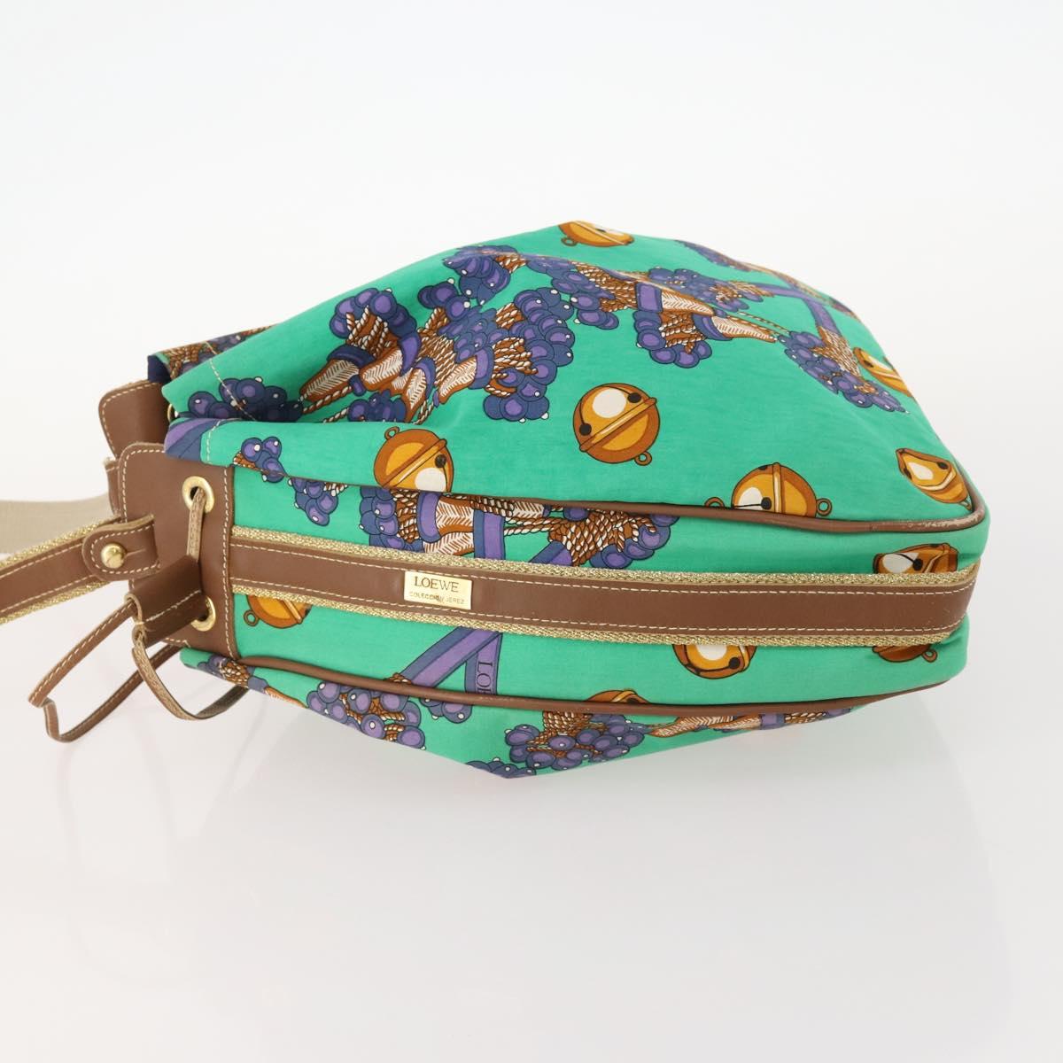 LOEWE Shoulder Bag Canvas Green Gold Auth BA10740