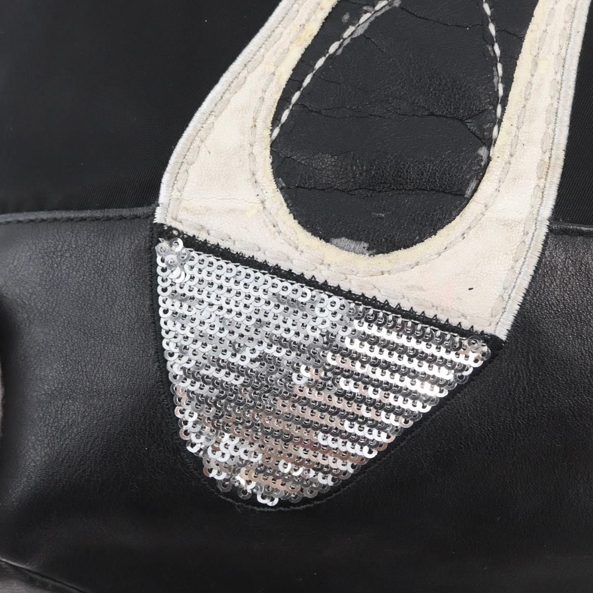 Salvatore Ferragamo Vala Tote Bag Nylon Black Silver Auth BA10741