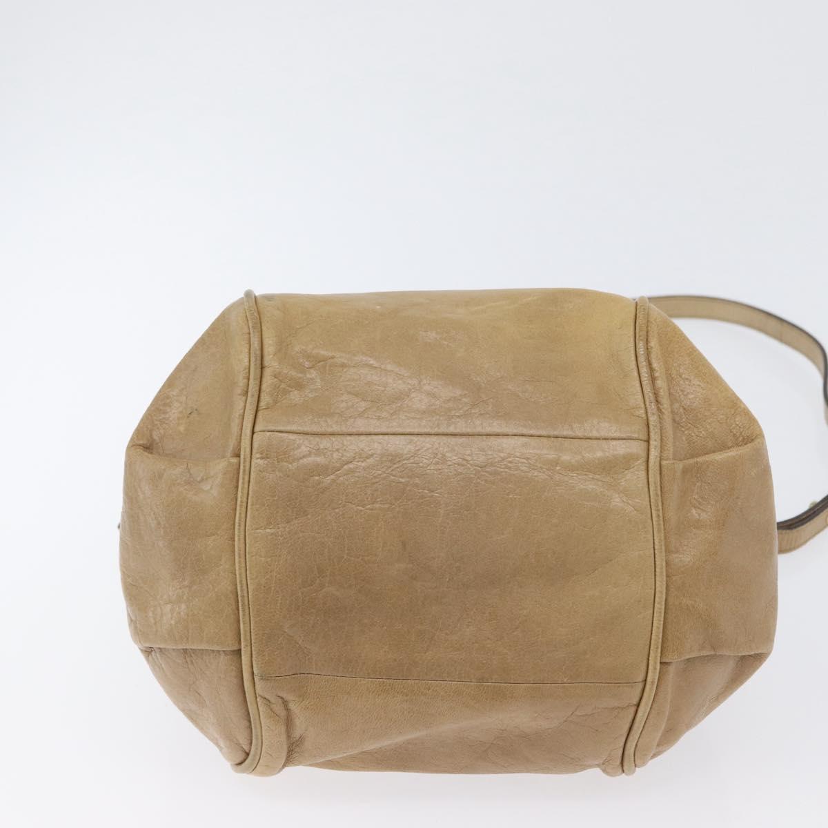 Chloe Etel Hand Bag Leather 2way Beige Gold Auth BA10742